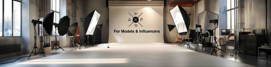 Fashion Photography Studio Floor: Displaying photography backdrops, lighting equipment, wardrobe racks, and models posing for photo shoots. Fashion Photography Studio Floor: Displaying photography backdrops, lighting equipment, wardrobe racks, and models posing for photo shoots.